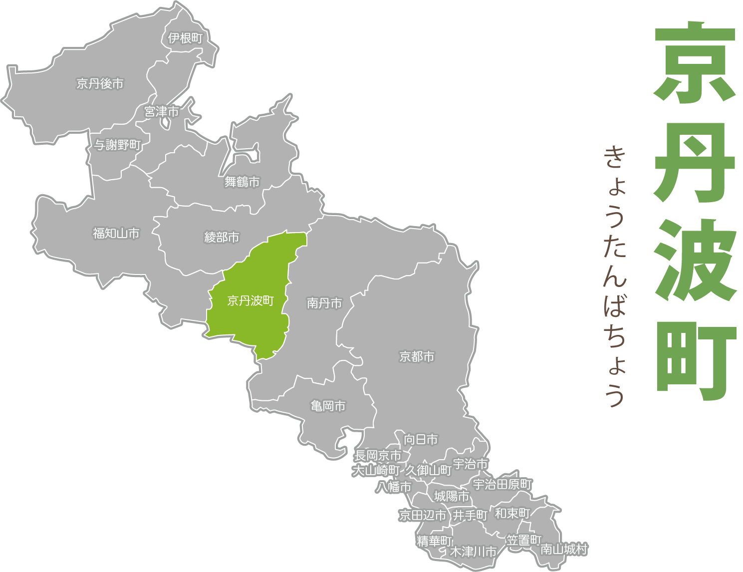 京都全体地図　京丹波の場所